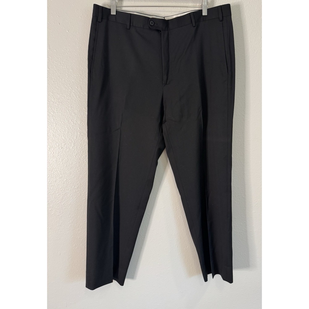 Zanella Todd 100% Virgin Wool Black Dress Pants Made Italy Men's 40x29